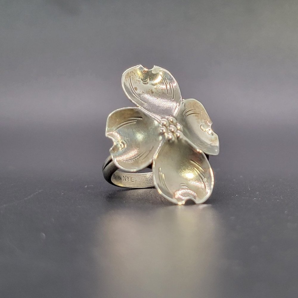 Estate Silver Floral Four-Petal Ring
